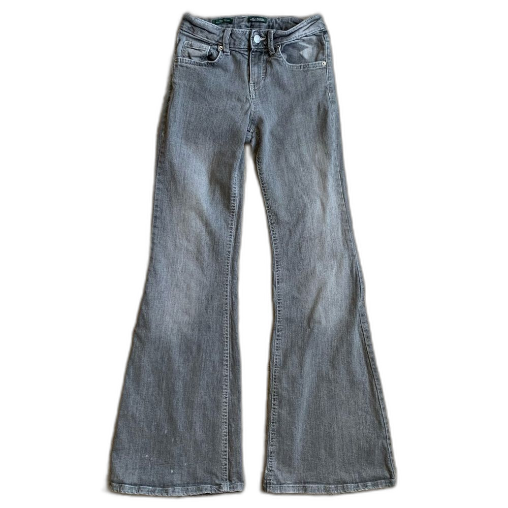 Gray Mid-Rise Flare Jeans